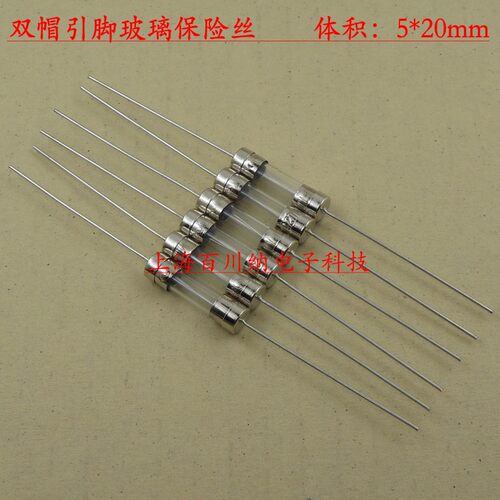 快熔玻璃保险丝 F20AL250V 双帽 铜脚 保险管 20A 带引脚 5X20mm