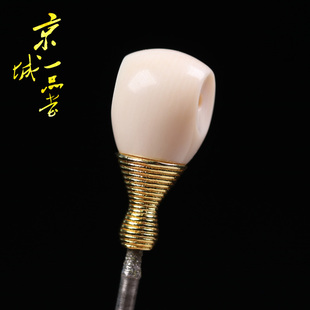 天然冰料猛犸牙榫卯分体三通佛头合金佛塔星月菩提108手串DIY配件