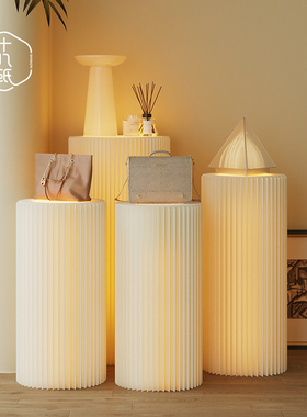 十八纸圆柱展架装饰陈列台展示架中岛台可发光置物架商用展会门店