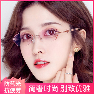 高清无框老花镜女老人防蓝光时尚切边洋气正品老光眼镜官方旗舰店
