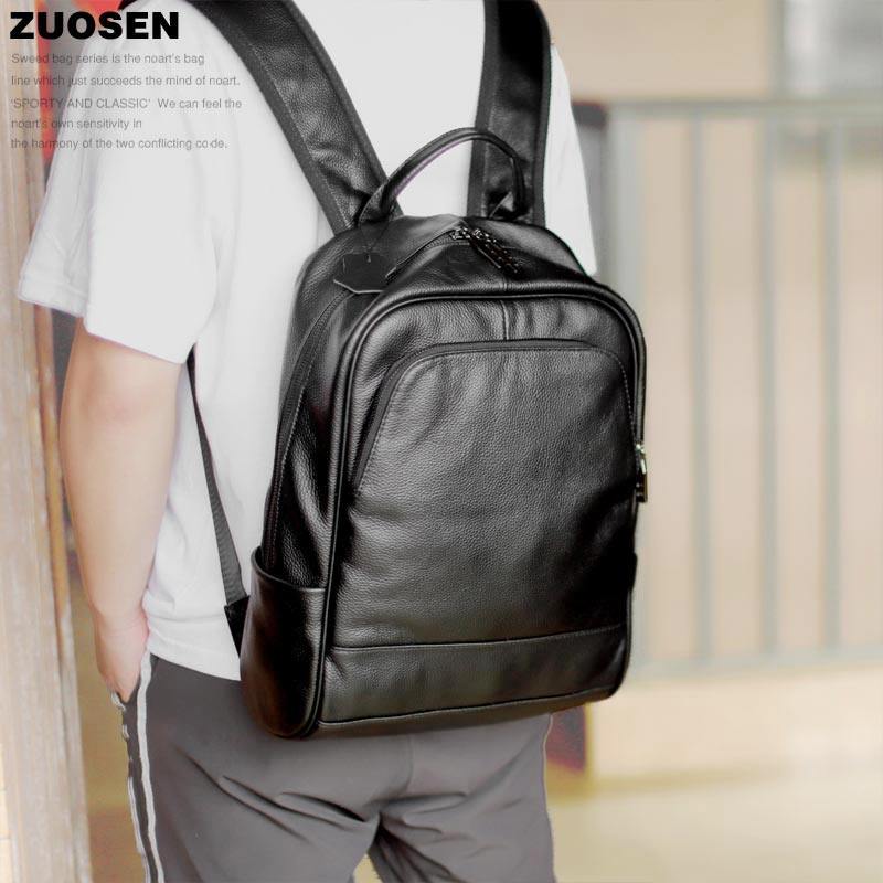 左森zuosen真皮头层牛皮双肩软皮背包多功能旅行学生书包男休闲