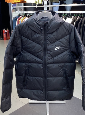 NIKE/耐克男子连帽冬季休闲短款宽松保暖夹克羽绒服FB8178
