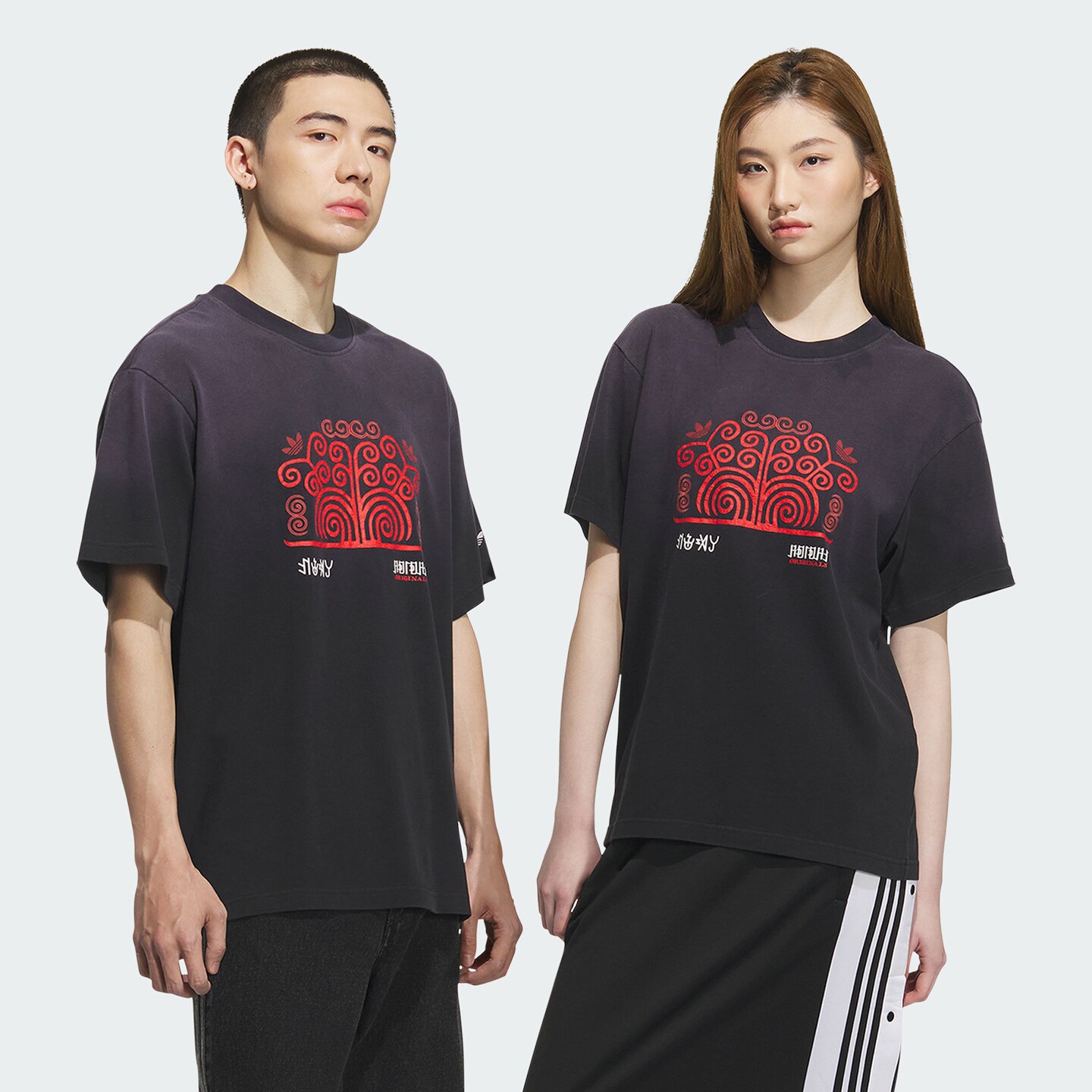 阿迪达斯情侣款水洗渐变运动短袖圆领T恤KC0095|KC0096|KC0097