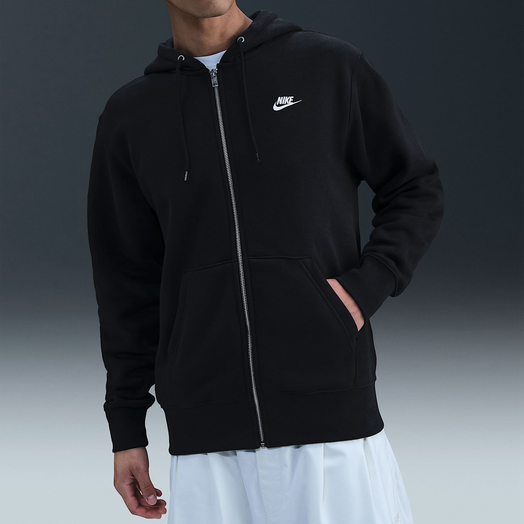 耐克Nike Club男子全长拉链开襟加绒连帽衫FN3862