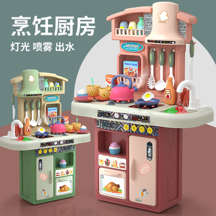 顺锋隆烹饪厨房声光出水炉灶餐具会喷雾冒烟做饭过家家男女孩玩具