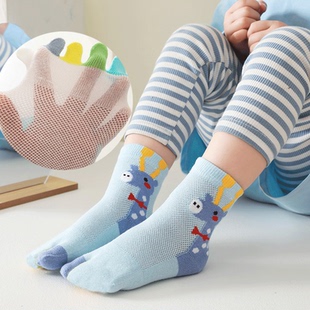 无骨儿童二指袜纯棉春秋中筒男女宝宝卡通拇指外翻矫正分脚趾袜子