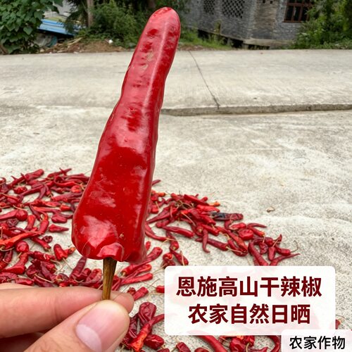 湖北恩施老品种干辣椒 农家太阳晾晒 香辣醇厚 本地红辣椒干货
