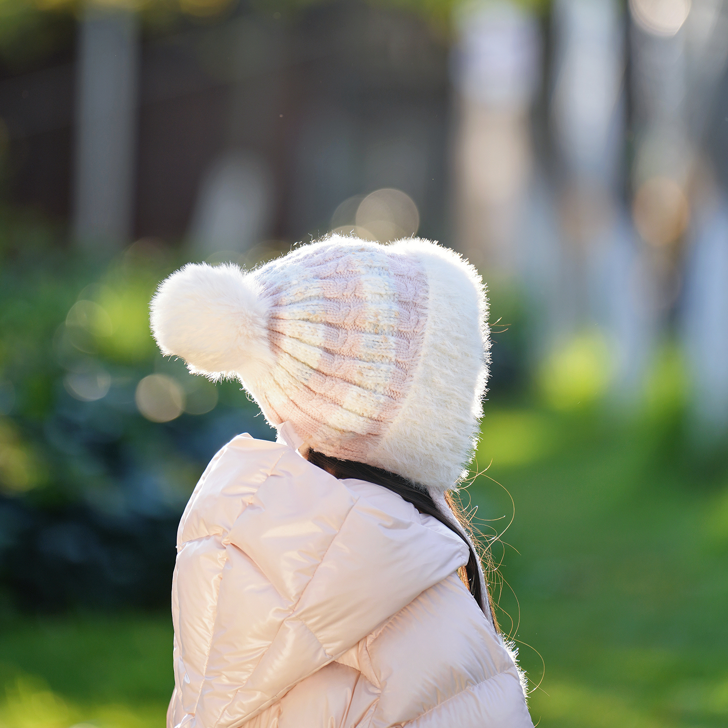 快乐校园儿童针织帽保暖护耳帽