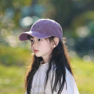儿童帽美式复文字母水洗棒球帽破春秋百搭女洞鸭舌帽户外休闲遮阳