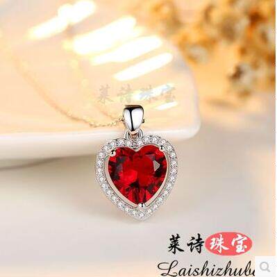 秒杀珠宝 18K金红宝石吊坠项坠925纯银碧玺彩色/贵重宝石