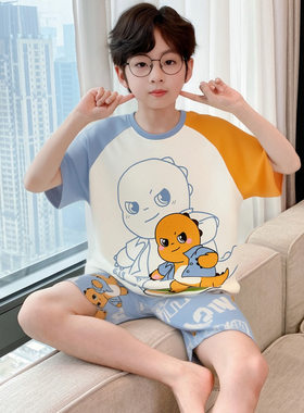 奶龙睡衣睡裤男童家居服夏季夏天夏款夏装小男孩子中大童冰丝套装