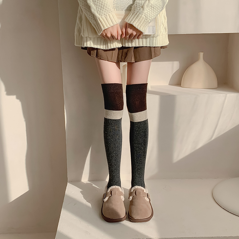 小腿袜子女秋冬季加厚ins