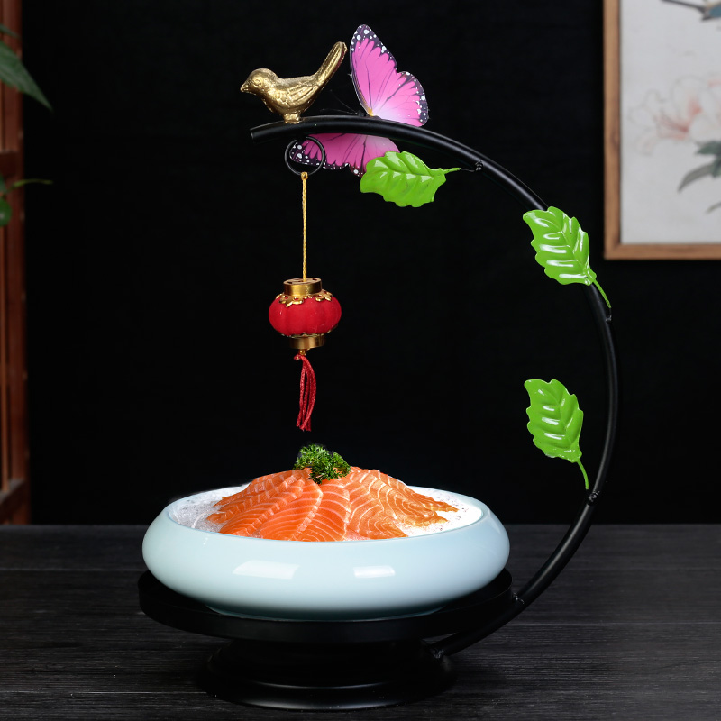 特色铁艺意境餐具明档展示架摆台农家乐火锅店海鲜店酒店创意盘子
