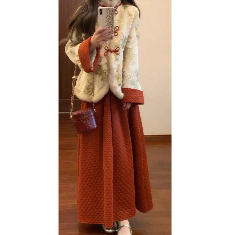 新中式国风盘扣加厚棉服外套&蓬休闲运动套装