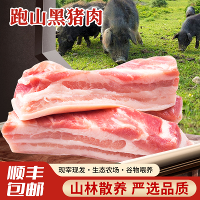 黑猪粮食喂养五花肉新鲜生猪肉