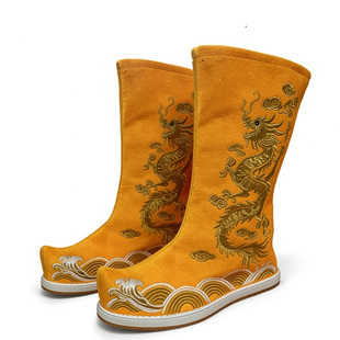 平底婚鞋古装靴子男搭配汉服鞋子明制古风原创内增高弓鞋武侠皂靴