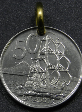 新西兰帆船硬币吊坠颈链个性项链