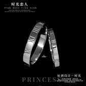 999足银情侣戒指时光恋人情侣对戒纯银闭口戒指定制女节日礼物