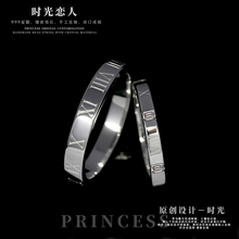 999足银情侣戒指时光恋人情侣对戒纯银闭口戒指定制女节日礼物