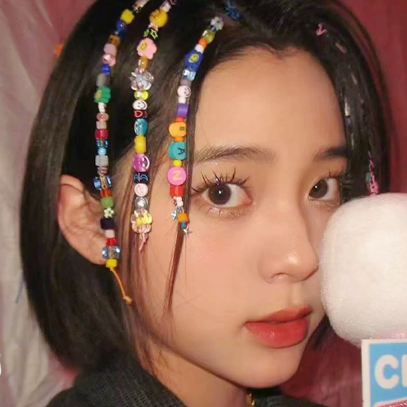 欧阳娜娜彩色发珠甜酷个性发饰发链辣妹时尚头绳民族风编发绳发夹