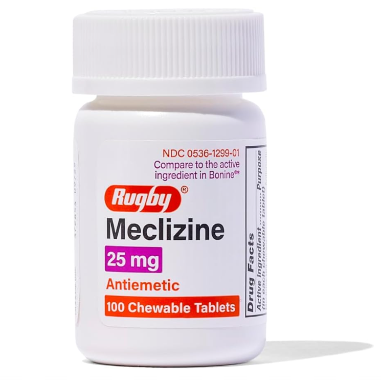 Meclizine HCL 25mg Generic For Bonine Chewable 100颗