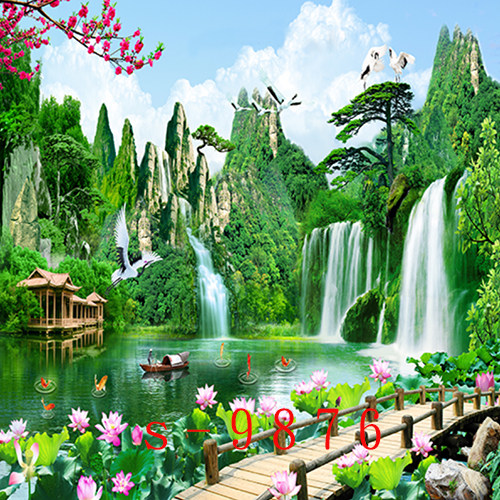 主播背景布3d立体山水风景画快手抖音网红装饰专用直播背景墙高清