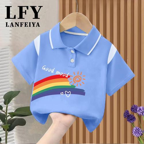 休闲百搭儿童T恤彩虹上衣潮