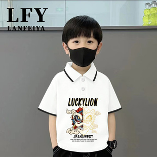 衣服 2024儿童男童国潮POLO衫 短袖 上衣洋气中小童男孩宝宝童装 夏季