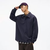 新款 BENPANDA 2026春季 T恤男宽松POLO打底衫 简约纯色休闲翻领长袖