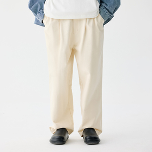 BENPANDA 男日系直筒阔腿春季 休闲裤 纯棉百搭 基础纯色厚斜纹长裤