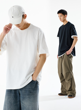 BENPANDA 【纯棉短袖清仓】半袖t恤男款纯色重磅255g打底2025夏季