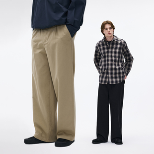 新款 BENPANDA 2026春季 男宽松廓形直筒长裤 纯棉水洗斜纹休闲裤