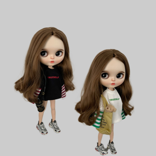 假两件卫衣 19关节素体娃衣条纹袖 blythe小布娃娃衣服ob24 azone