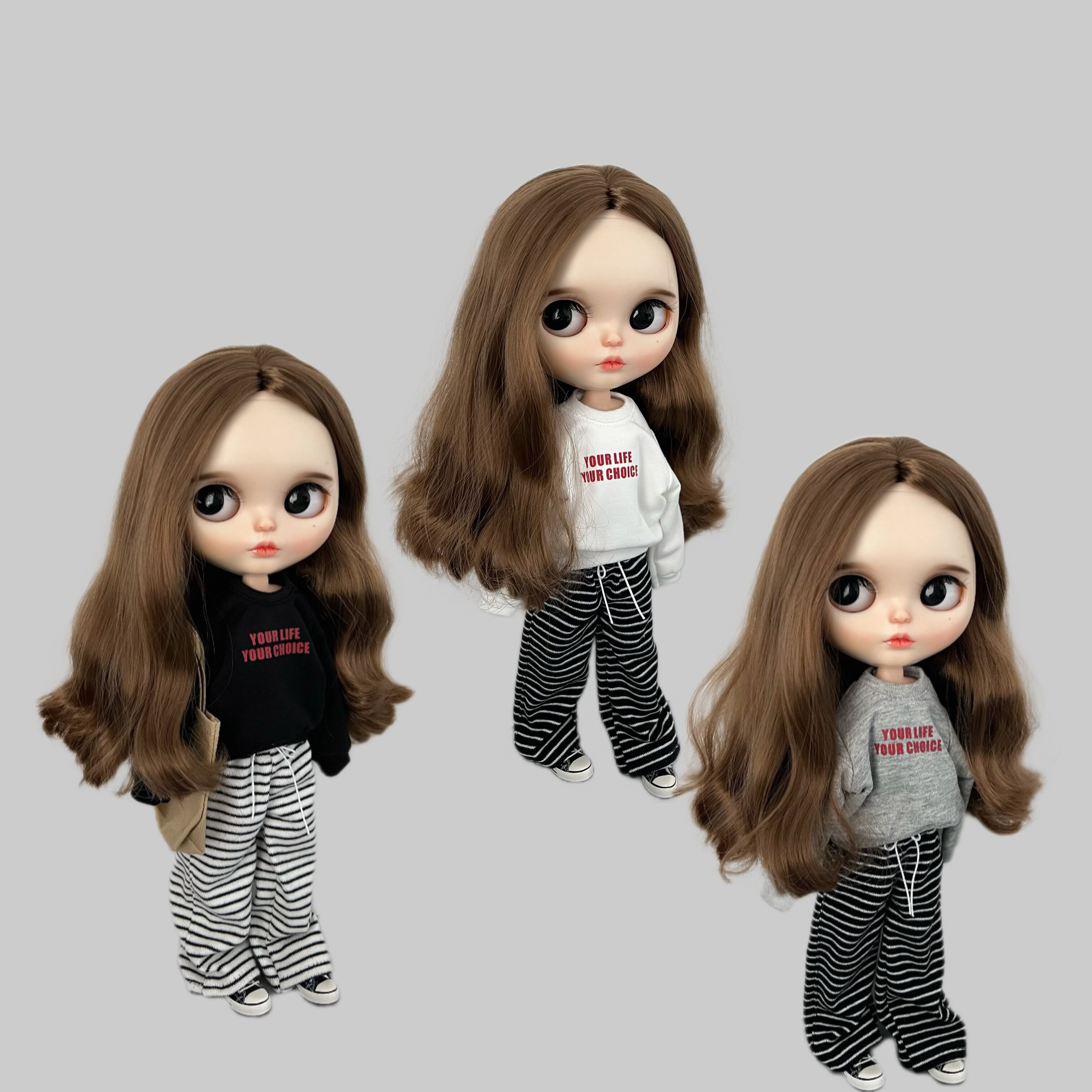 blythe小布ob24娃衣卫衣条纹裤图片