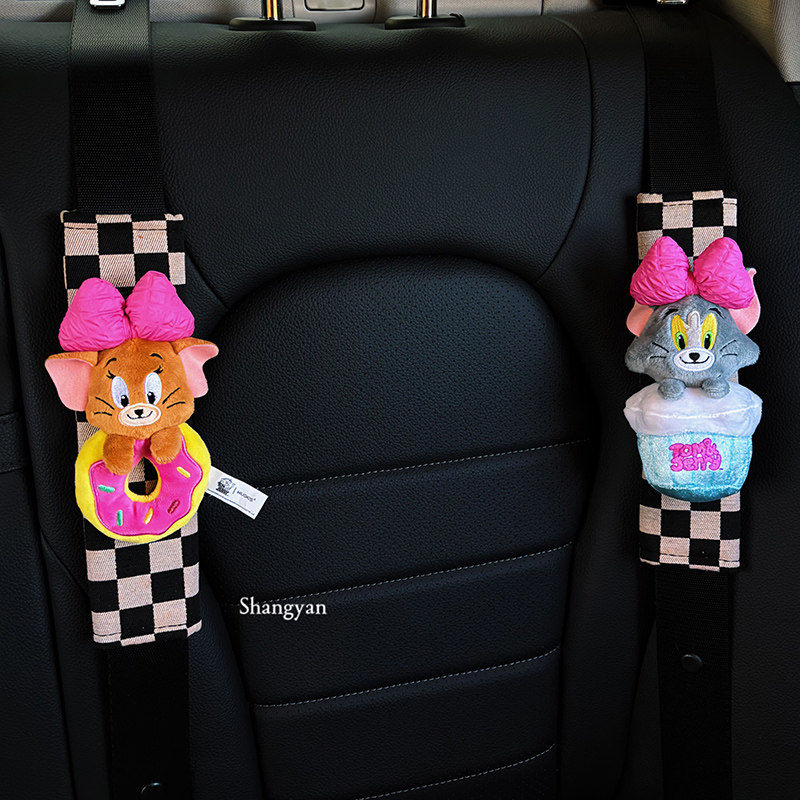 汽车安全带护肩套一对创意车载可爱猫和老鼠档把装饰保险带护肩套,汽车用品/电子/清洗/改装,手刹套/档把套/套饰套装,淘宝优惠券,粉丝福利购,淘宝优惠卷