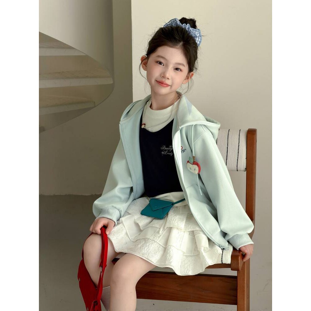 品牌专柜女大童外套春季2026新洋气儿童小女孩初中学生连帽卫衣春