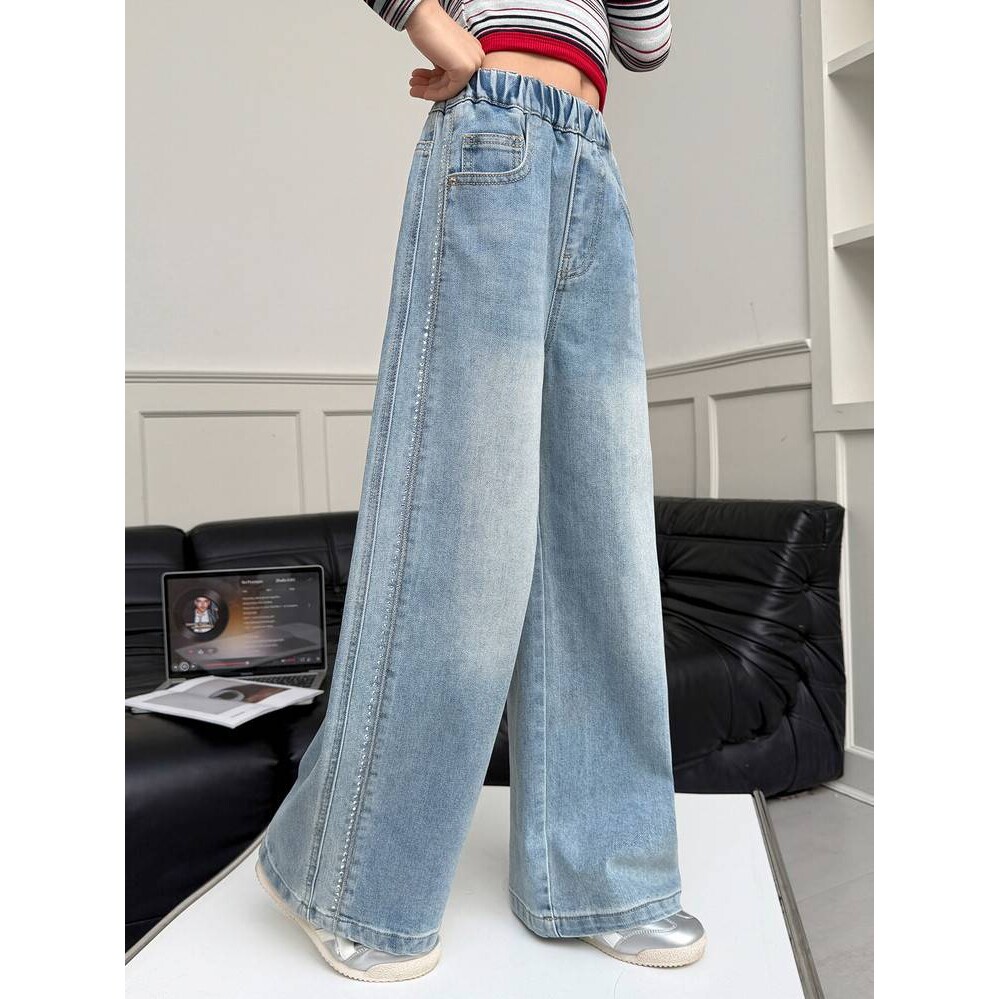 品牌专柜女童裤子春季2026新款儿童直筒休闲裤春秋阔腿裤女大童宽