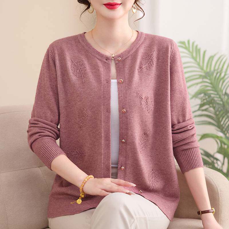 品牌专柜中老年秋装女开衫针织衫老人妈妈上衣服奶奶外套喜婆婆结