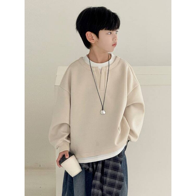 品牌专柜儿童装男童卫衣春秋款2026新款春装中大童男孩时髦痞帅春