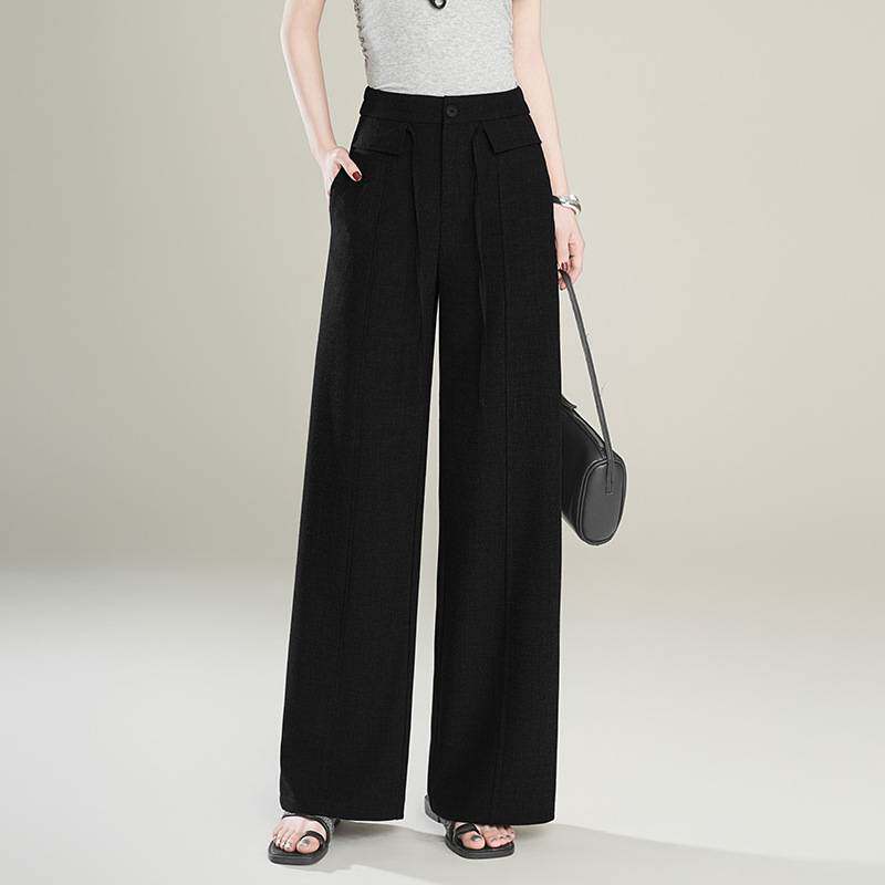 品牌专柜高级感灰色西装裤女春夏2026新款梨型身材宽松显瘦垂感拖