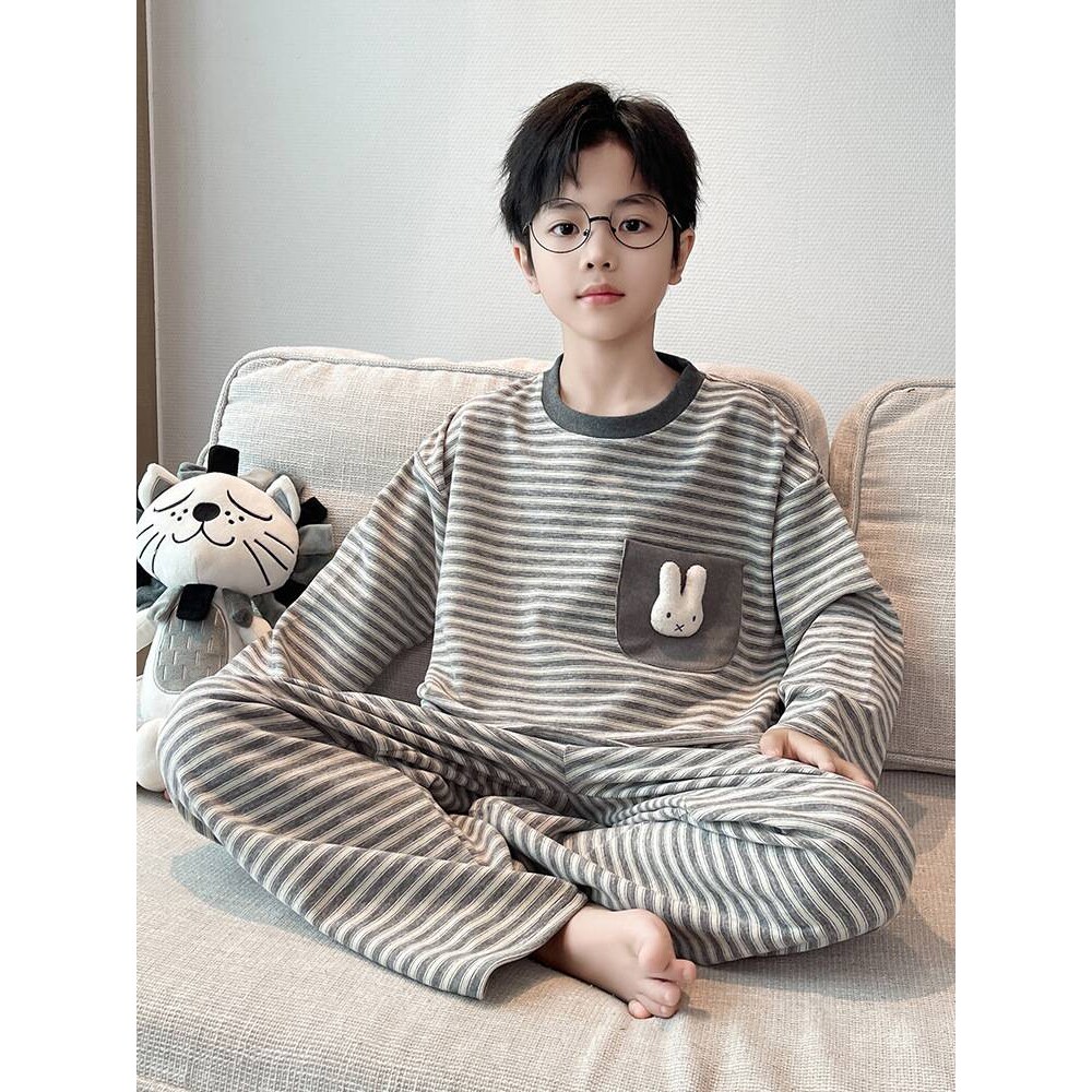 品牌专柜男童睡衣套装春秋冬款2026新款中大儿童家居服青少年德绒