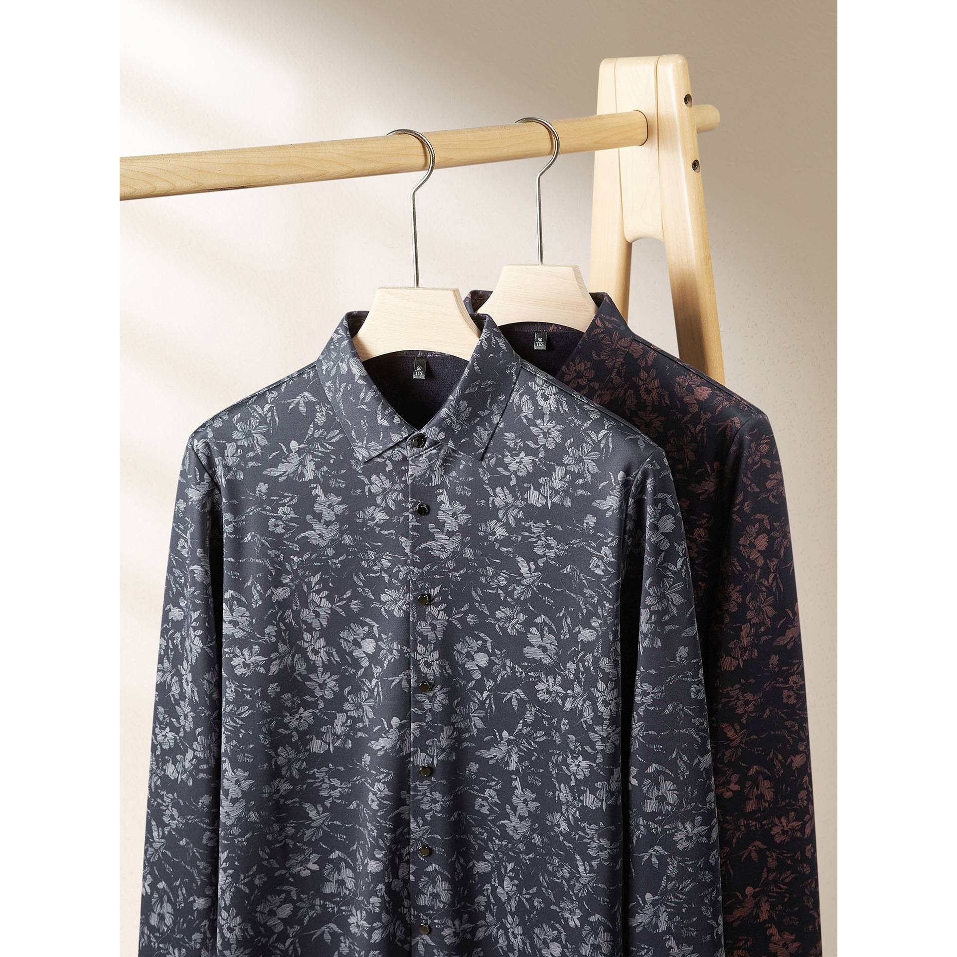 品牌专柜2025春季新款大码长袖加绒衬衫男士潮流印花加肥加大商务