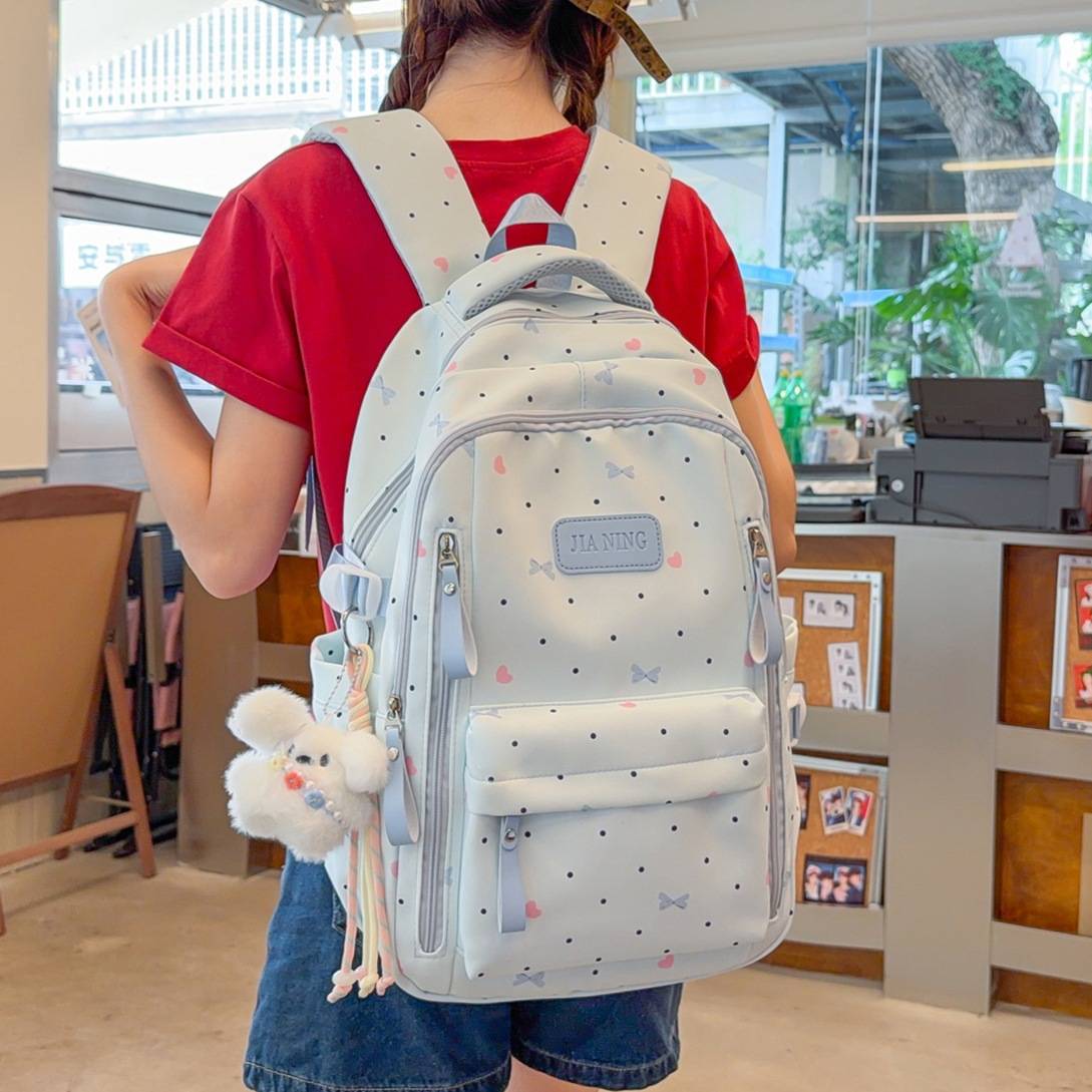 品牌专柜森系小清新蝴蝶结书包女初中生可爱双肩包感轻便大容量背
