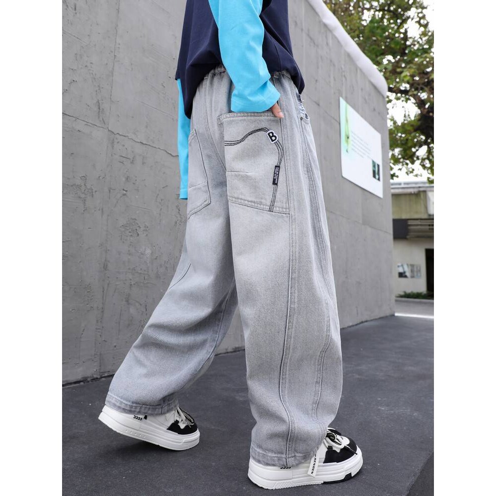 品牌专柜男童春春季牛仔裤2026新款儿童春装直筒休闲长裤青少年中