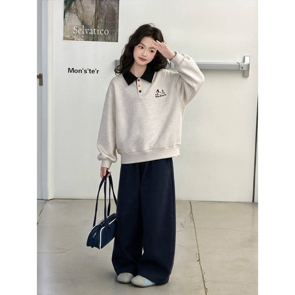品牌专柜女童套装2026春季新款衣服儿童女宝宝休闲polo卫衣阔腿裤