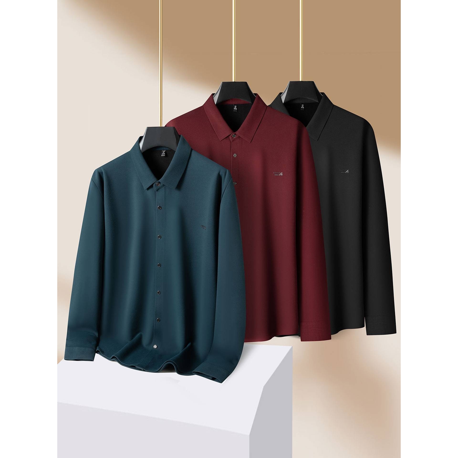 品牌专柜大码男装保暖长袖衬衫2025秋冬新款加肥加大商务休闲加绒