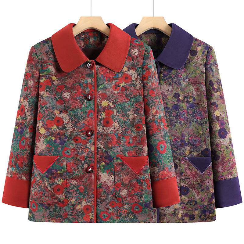 品牌专柜中老年女装春秋长袖翻领衬衫外套老奶奶衣服妈妈秋装洋气