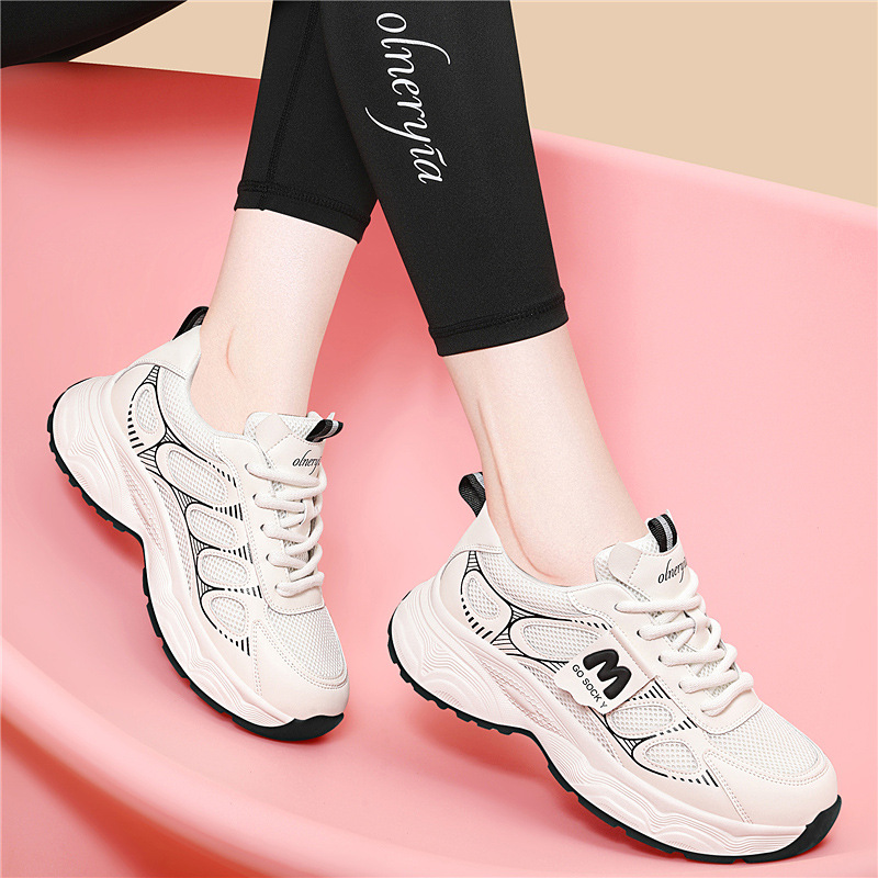老爹鞋女厚底时尚2025秋季新款网面双网百搭软底休闲运动鞋子女款