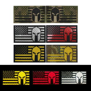 美国旗帜 斯巴达战士 IR反光识别章 魔术贴章 背包章 臂章 纪念章