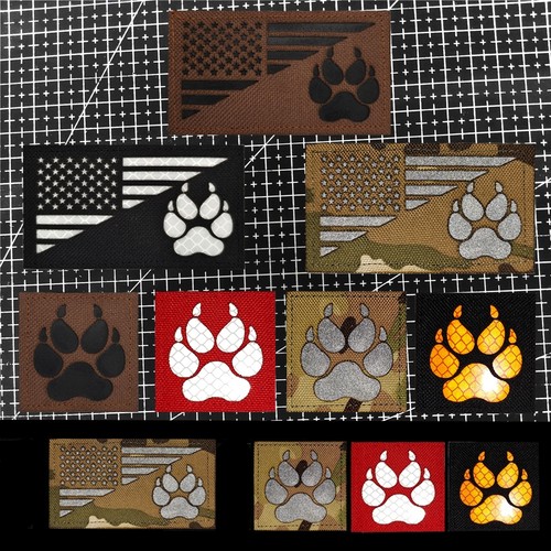 反光K9狗爪魔术贴徽章户外迷彩背包贴战术头盔士气章军迷宠物臂章